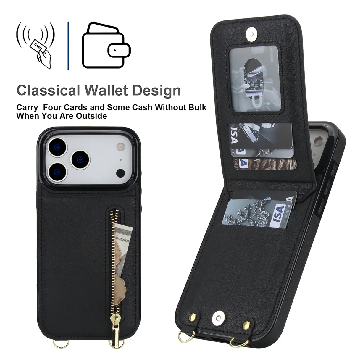 Кожаный чехол-кошелек на молни – обзор и цена Leather Wallet Card Holder Phone Cover