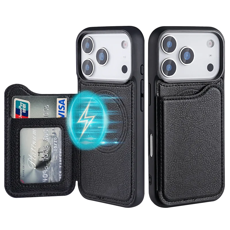 Для Magsafe Магнитный флип-кож – обзор и цена Leather Wallet Card Holder Phone Cover